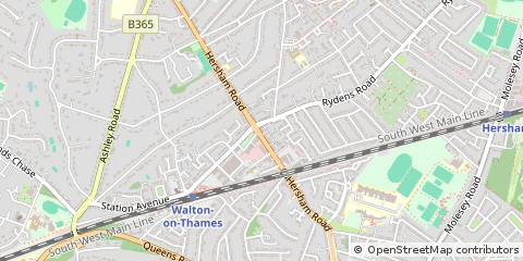 Map of Walton on Thames, Surrey