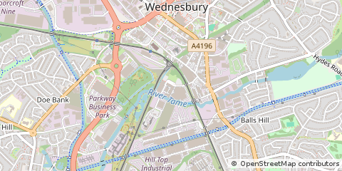 Map of Wednesbury, West Midlands