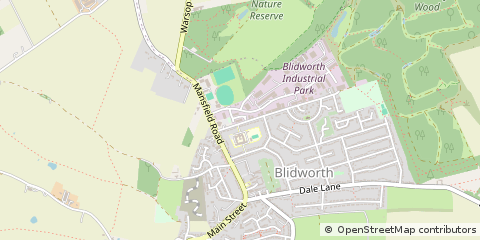 Map of Mansfield, Nottinghamshire