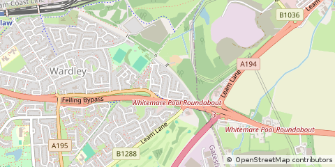 Map of Gateshead, Tyne and Wear