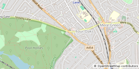 Map of Sutton Coldfield, West Midlands