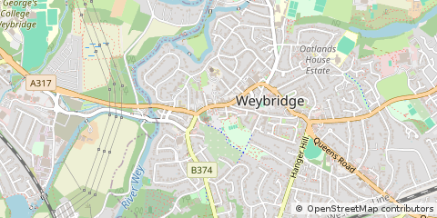 Map of Weybridge, Surrey
