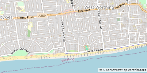 Map of Worthing, West Sussex