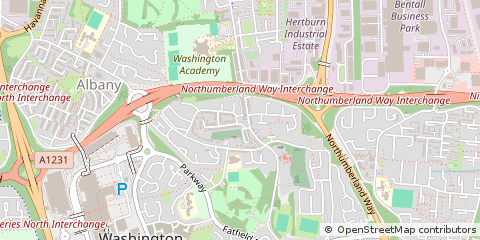Map of Washington, Tyne and Wear
