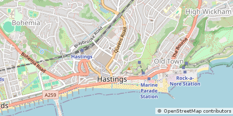 Map of Hastings, East Sussex