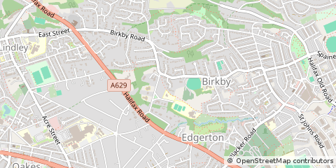 Map of Huddersfield, West Yorkshire