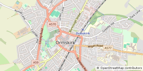 Map of Ormskirk, Lancashire