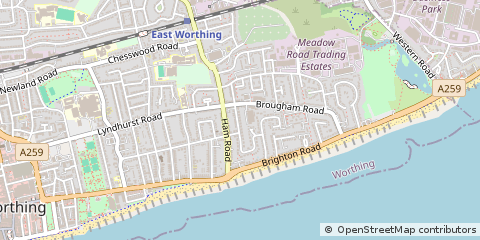Map of Worthing, West Sussex