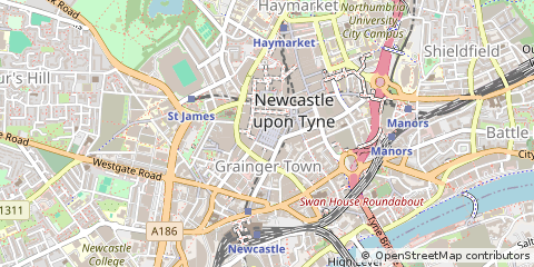 Map of Newcastle Upon Tyne, Tyne and Wear