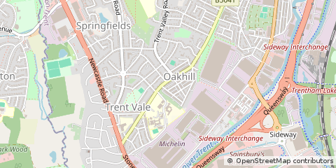 Map of Stoke on Trent, Staffordshire