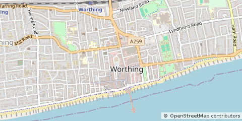 Map of Worthing, West Sussex