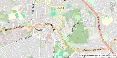 Map of Swadlincote, Derbyshire