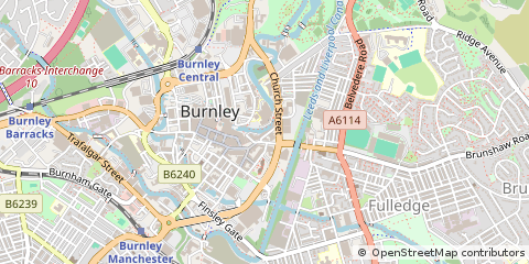 Map of Burnley, Lancashire