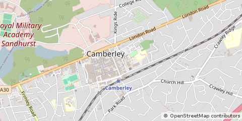 Map of Camberley, Surrey