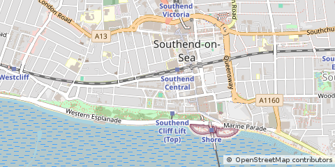 Map of Southend on SEA, Essex