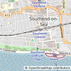 Map of Southend on SEA, Essex