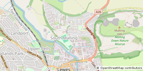 Map of Lewes, East Sussex
