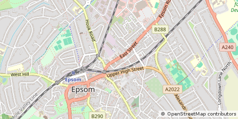 Map of Epsom, Surrey