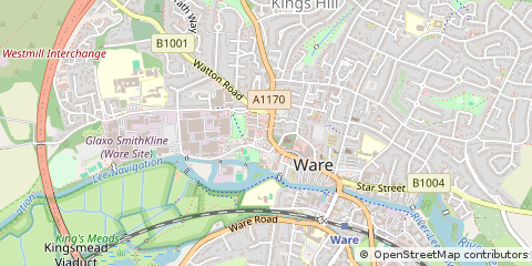 Map of Ware, Herts