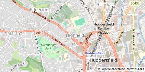 Map of Huddersfield, West Yorkshire