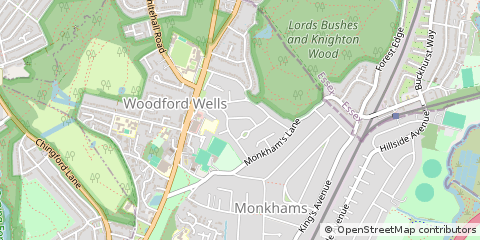 Map of Woodford Green, Essex