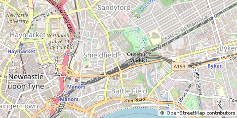 Map of Newcastle Upon Tyne, Tyneside