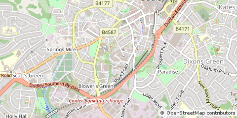 Map of Dudley, West Midlands