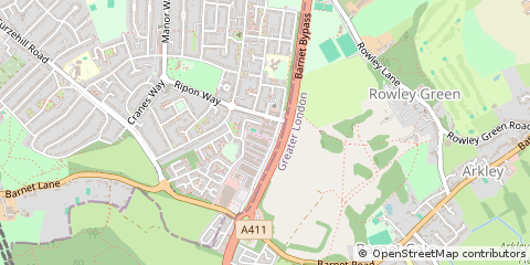 Map of Borehamwood, Herts