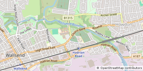 Map of Wallsend, North Tyneside