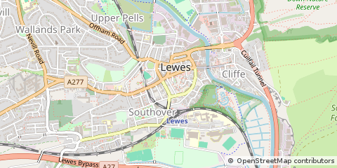 Map of Lewes, East Sussex