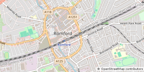 Map of Romford, Essex