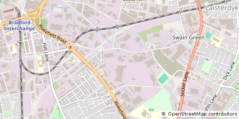Map of Bowling Back Lane, Bradford