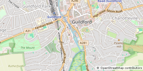 Map of Guildford, Surrey
