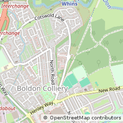 Map of Boldon Colliery, Tyne and Wear