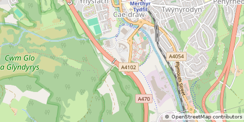 Map of Merthyr Tydfil, Mid Glamorgan