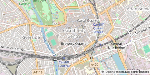 Map of Cardiff, South Glamorgan
