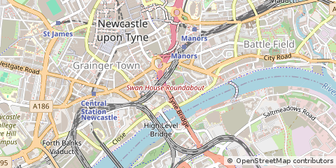 Map of Newcastle Upon Tyne, Tyne and Wear
