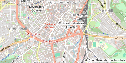 Map of Sheffield, South Yorkshire