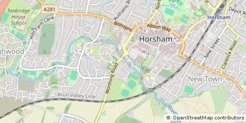 Map of Horsham, West Sussex