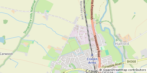 Map of Craven Arms, Shropshire