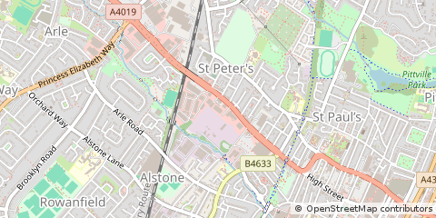 Map of Cheltenham, Gloucestershire