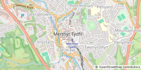 Map of Merthyr Tydfil, MID Glamorgan