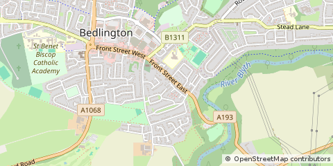 Map of Bedlington, Northumberland