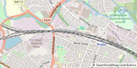 Map of Rugby, Warwickshire