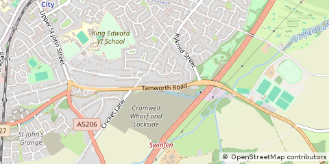 Map of Lichfield, Staffordshire