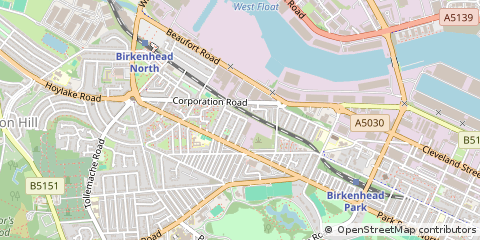 Map of Birkenhead, Merseyside