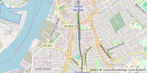 Map of South Shields, Tyne & Wear