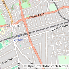 Map of Cheam, Surrey