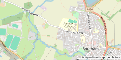 Map of Southam, Warwickshire