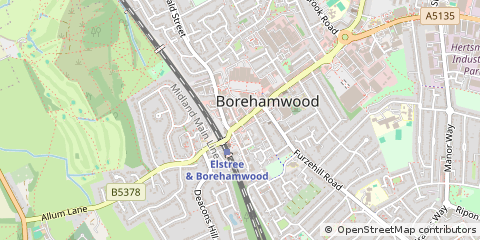 Map of Borehamwood, Hertfordshire